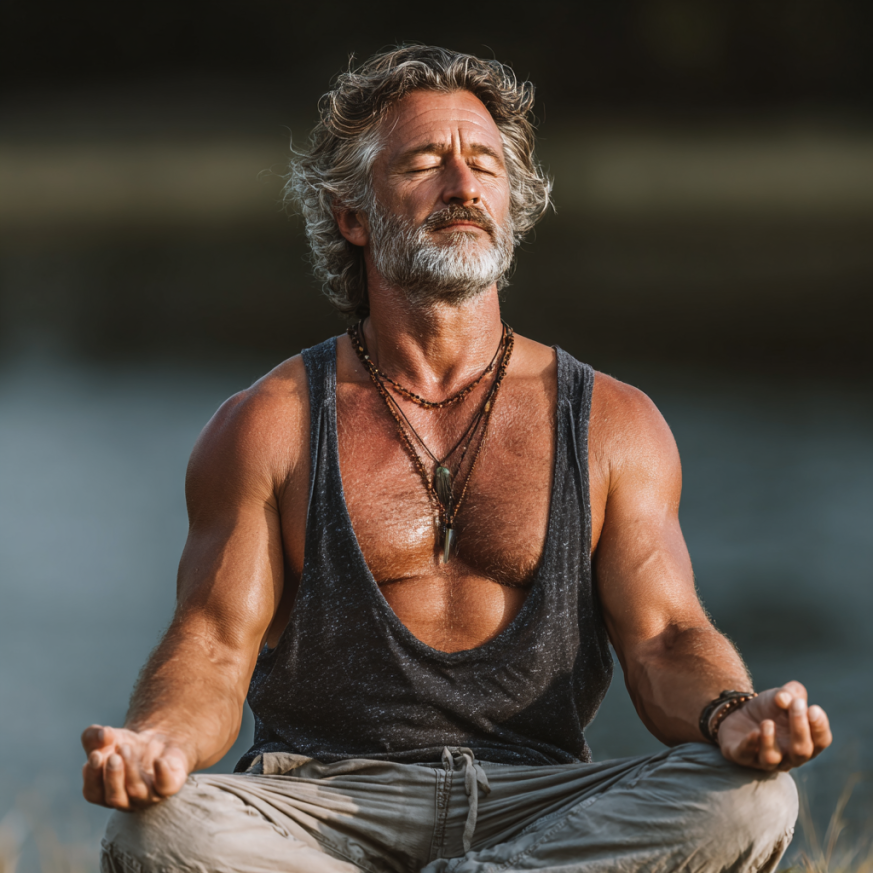 Активні люди старшого віку займаються йогою