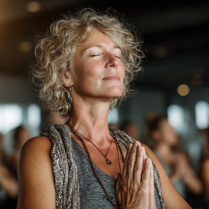 Група людей старшого віку медитує